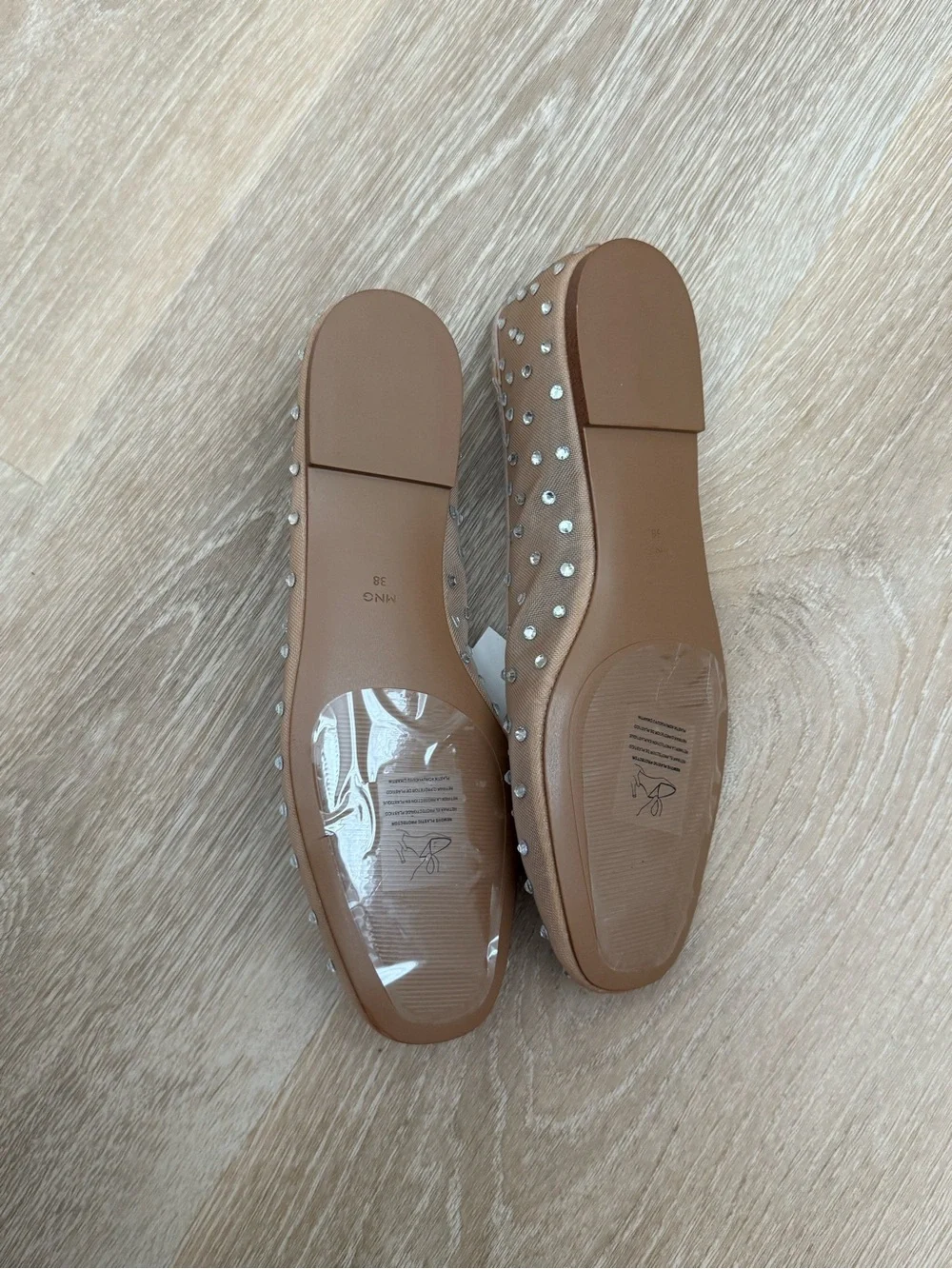 Mango Nude Studded Ballet Flats